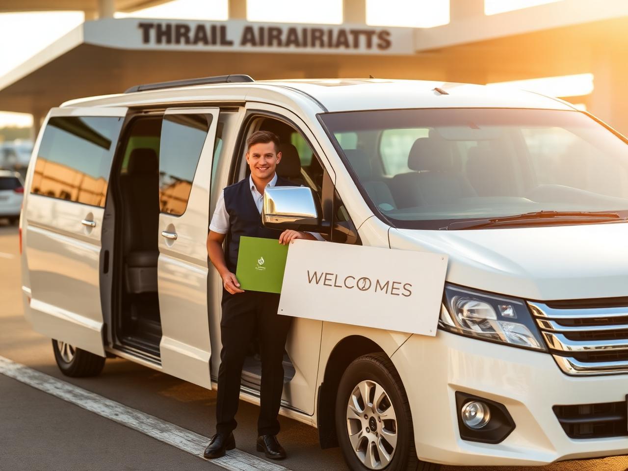 Driver welcoming guests at airport