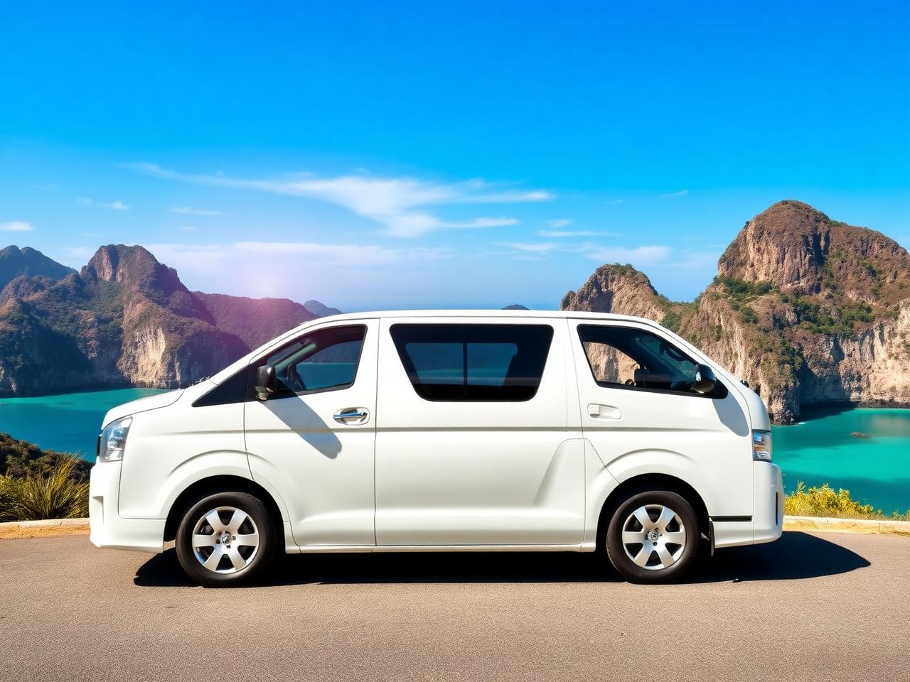 White luxury van at Krabi viewpoint